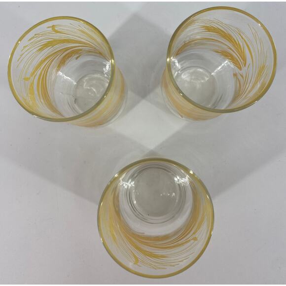 Set 3 Vintage 1969s Libby Juice Glasses Wheat Design Great condition 3.5'' Gold - Picture 4 of 7